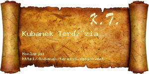 Kubanek Terézia névjegykártya